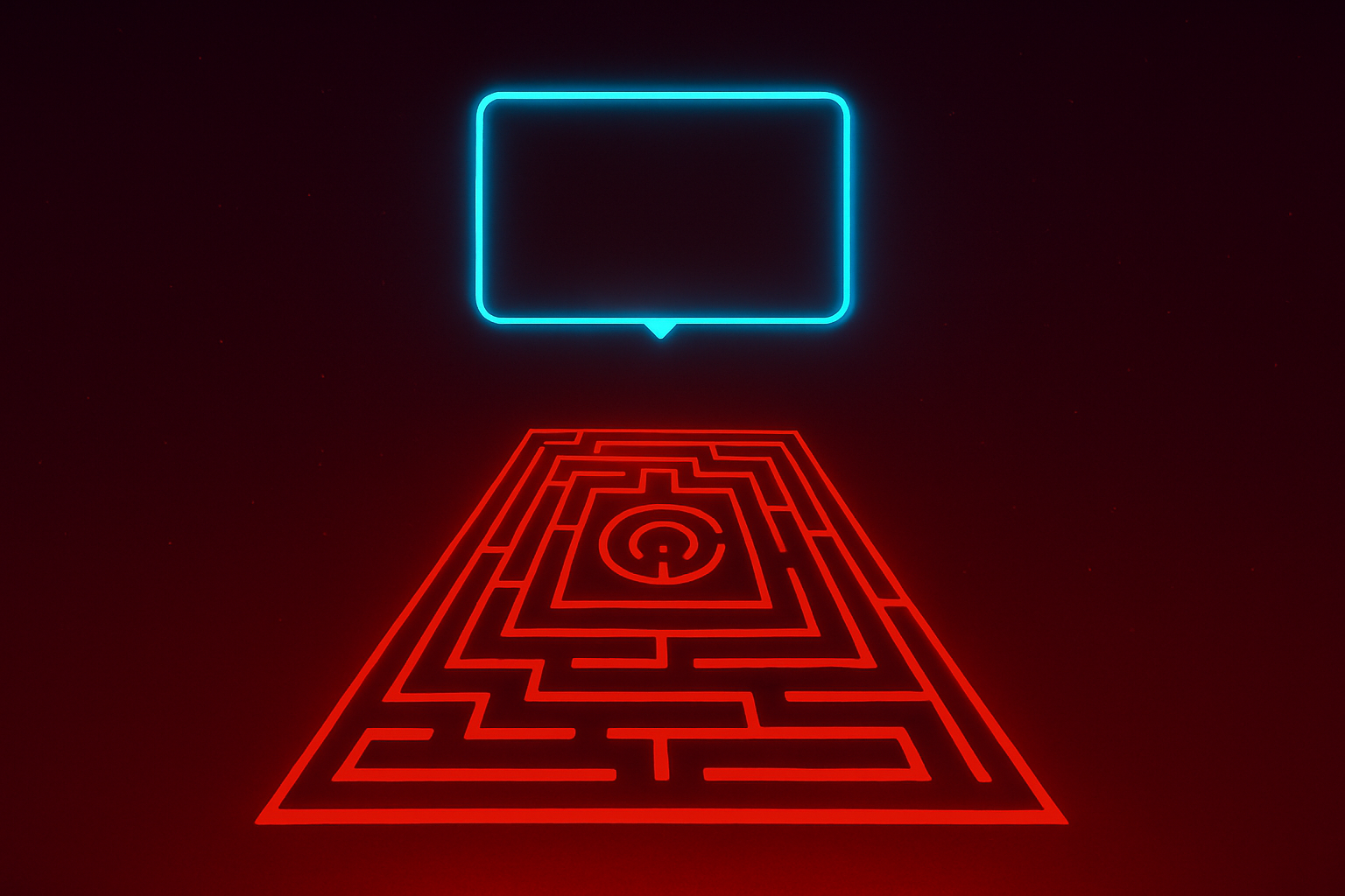 Главный неоновый экран и лабиринт